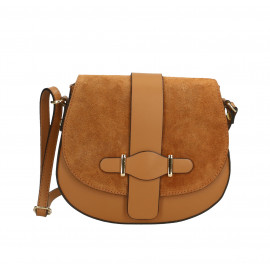 Kožená menší hnědá camel crossbody kabelka na rameno Jordane