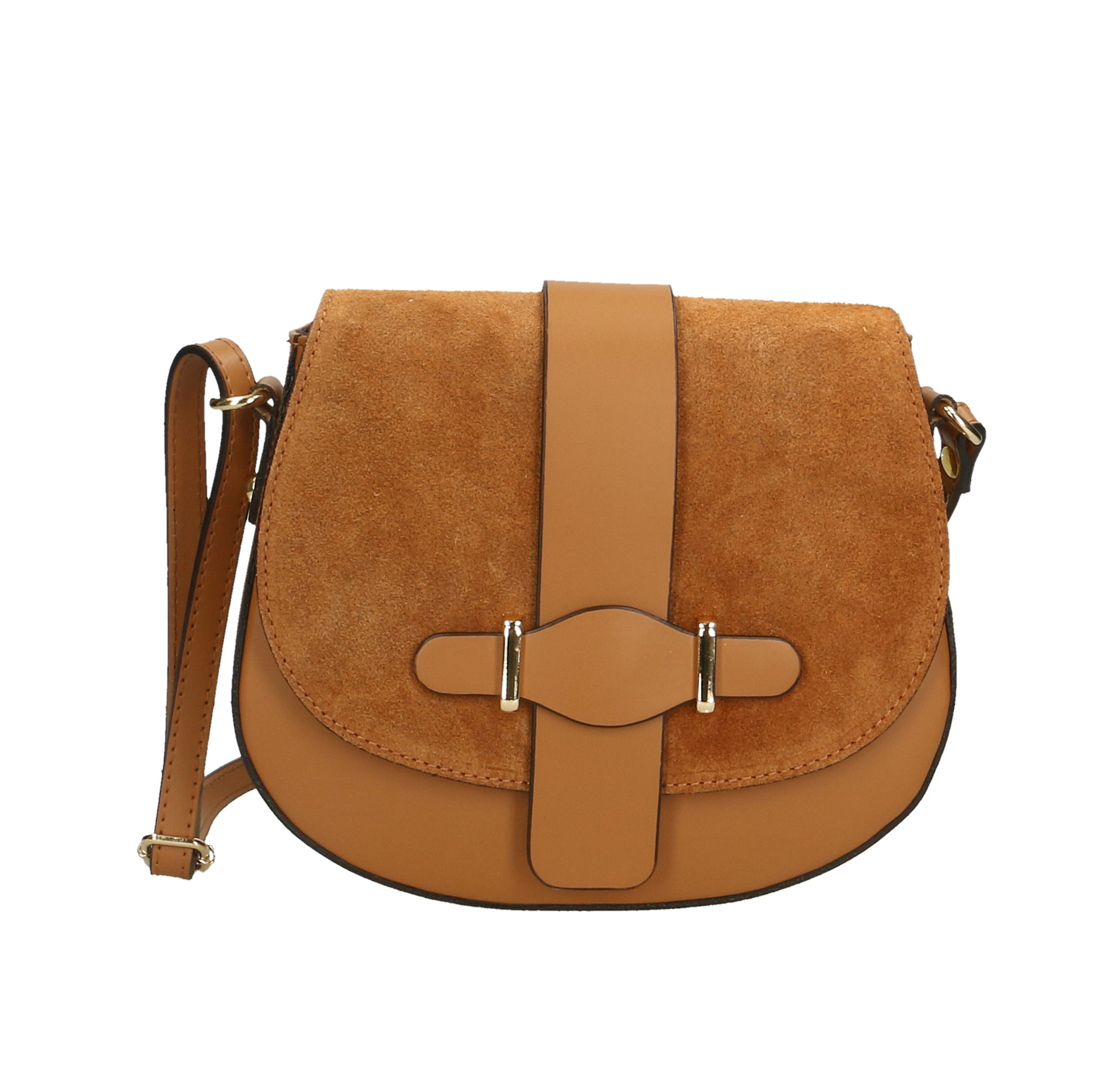 Kožená menší hnědá camel crossbody kabelka na rameno Jordane