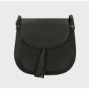 Větší luxusní černá kožená crossbody kabelka Bella