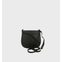 Větší luxusní černá kožená crossbody kabelka Bella