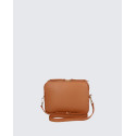 Menší stylová hnědá camel kožená crossbody kabelka Rita