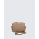 Menší stylová hnědá taupe kožená crossbody kabelka Rita