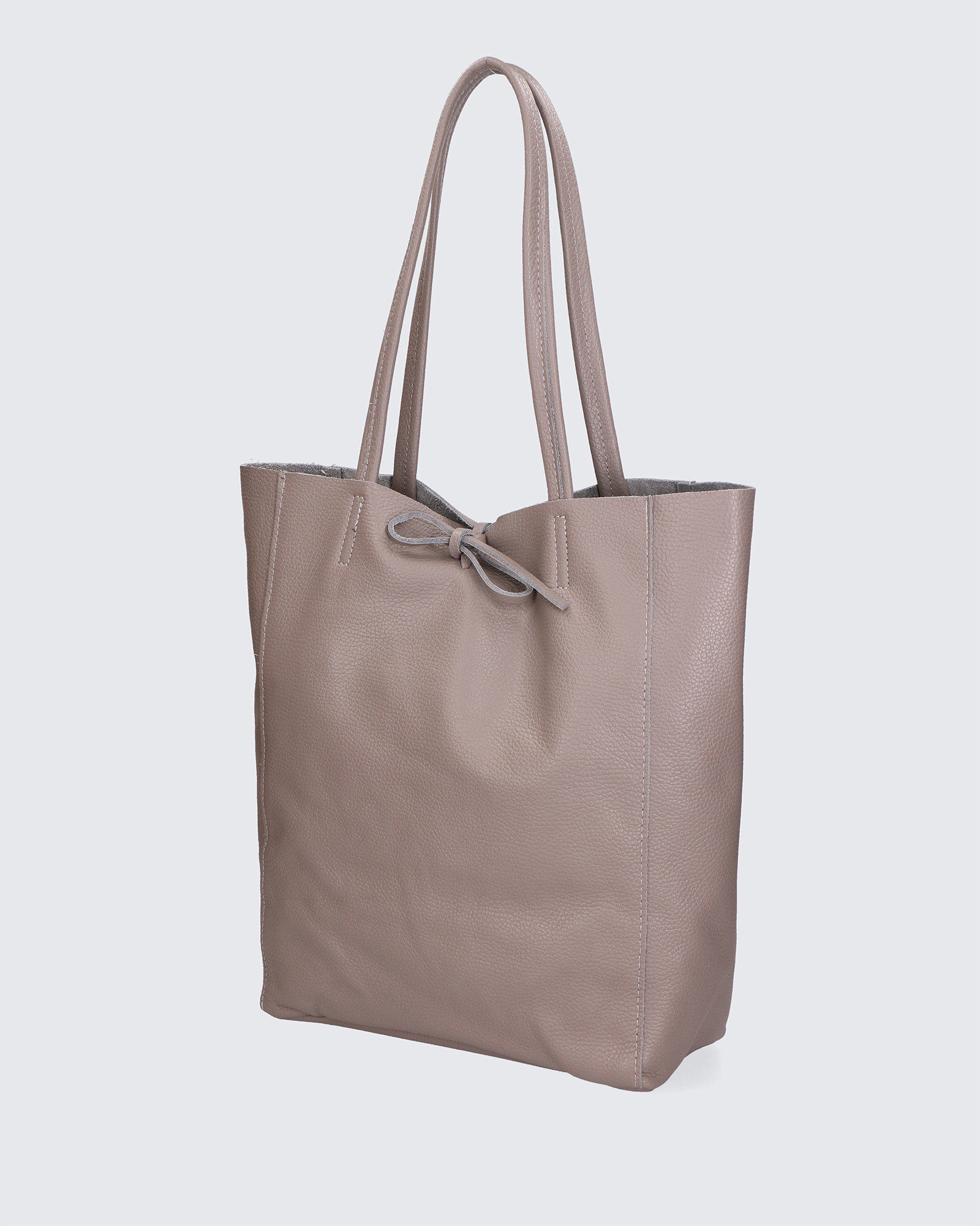 Velká moderní hnědá taupe kožená shopper kabelka přes rameno Melani Two Winter