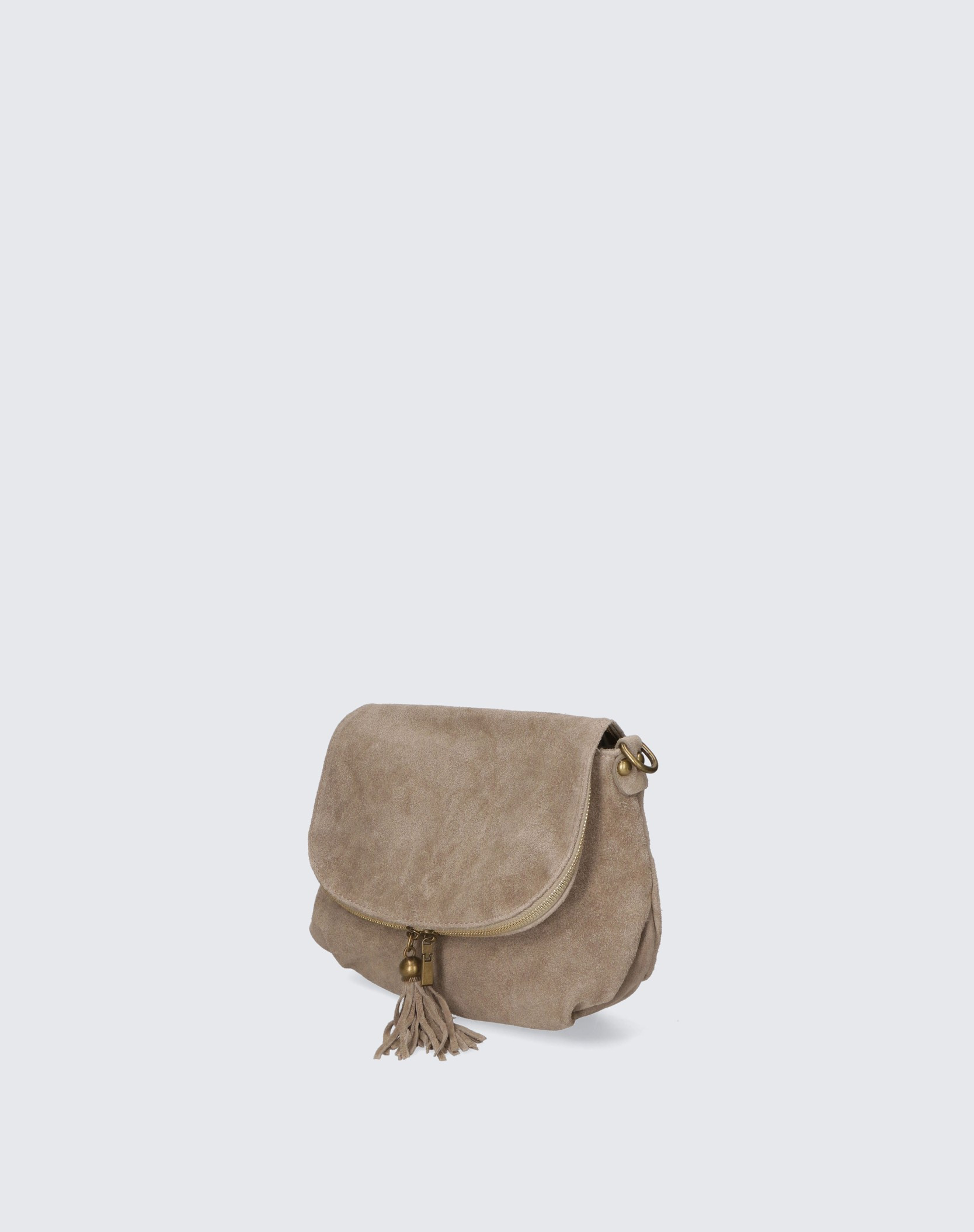 Větší praktická hnědá taupe kožená crossbody kabelka Tori two