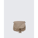 Větší praktická hnědá taupe kožená crossbody kabelka Tori two