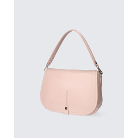 Menší designová růžová kožená crossbody kabelka Dominique