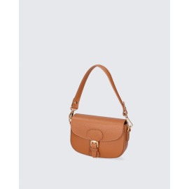 Malá atraktivní hnědá camel kožená crossbody kabelka Zoe Two