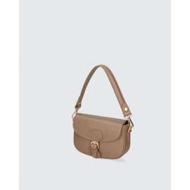 Malá atraktivní hnědá taupe kožená crossbody kabelka Zoe Two